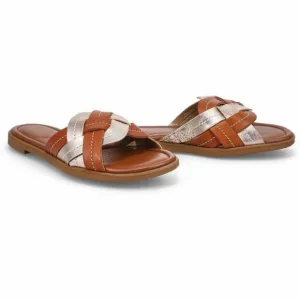 CLARKS Leather Weave Flat Sandals