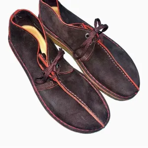Clarks Men Maroon Burgundy Suede Leather Desert Trek Chukka Boots 8.5