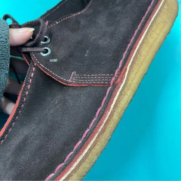 Clarks Men Maroon Burgundy Suede Leather Desert Trek Chukka Boots 8.5