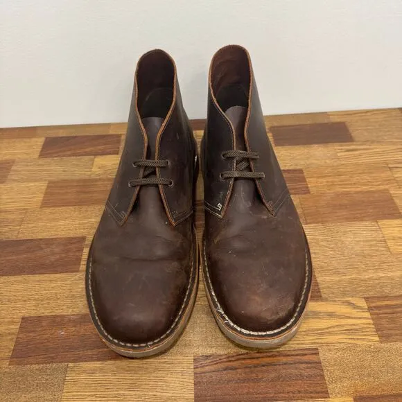 Clarks Mens 14 Desert Boot‎ Brown Leather Lug Sole Chukka Boots Low Top Lace EUC