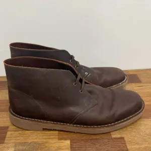 Clarks Mens 14 Desert Boot‎ Brown Leather Lug Sole Chukka Boots Low Top Lace EUC