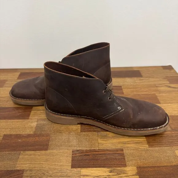 Clarks Mens 14 Desert Boot‎ Brown Leather Lug Sole Chukka Boots Low Top Lace EUC