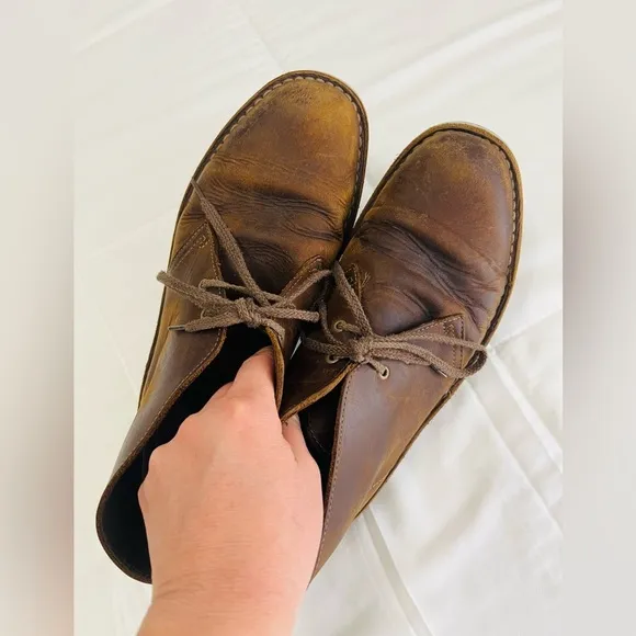 Clarks Mens Brown Ankle Chukka Desert Lace Up Boots, Shoes Size US 8