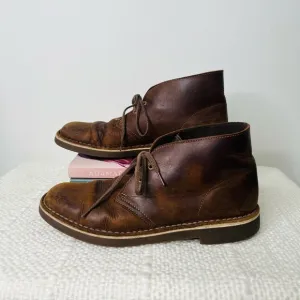 Clarks Mens Brown Ankle Chukka Desert Lace Up Boots, Shoes Size US 8