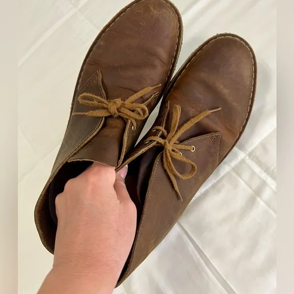 Clarks Mens Brown Ankle Chukka Desert Lace Up Leather Boots, Shoes Size US 10.5