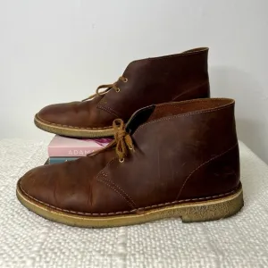Clarks Mens Brown Ankle Chukka Desert Lace Up Leather Boots, Shoes Size US 10.5