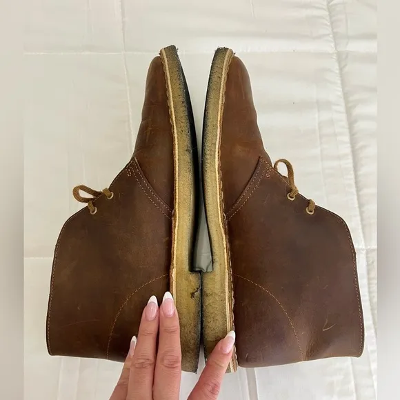 Clarks Mens Brown Ankle Chukka Desert Lace Up Leather Boots, Shoes Size US 10.5