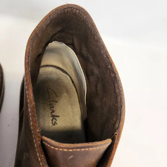 Clarks Mens Brown Beeswax Leather Desert Chukka Boots Size 13 M Ankle Lace Up