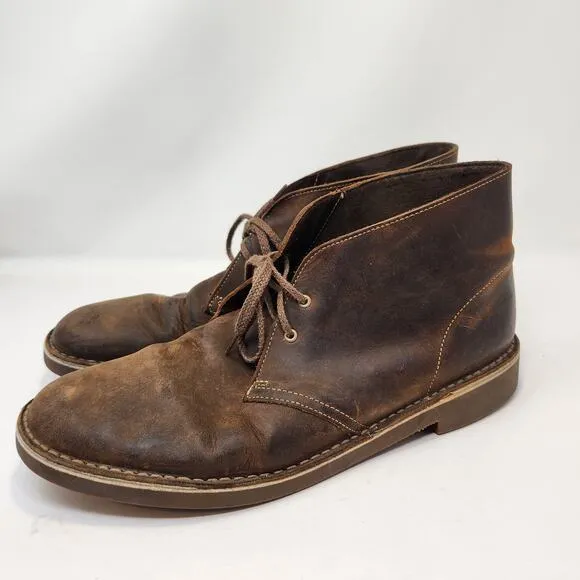 Clarks Mens Brown Beeswax Leather Desert Chukka Boots Size 13 M Ankle Lace Up