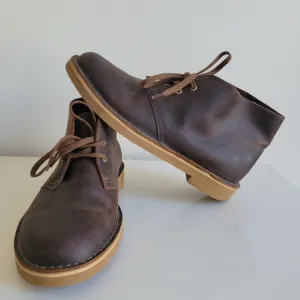 Clarks Men's Bushacre 2 Desert Chukka Boots Size 9 1/2 Brown Leather