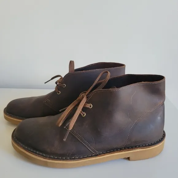 Clarks Men's Bushacre 2 Desert Chukka Boots Size 9 1/2 Brown Leather