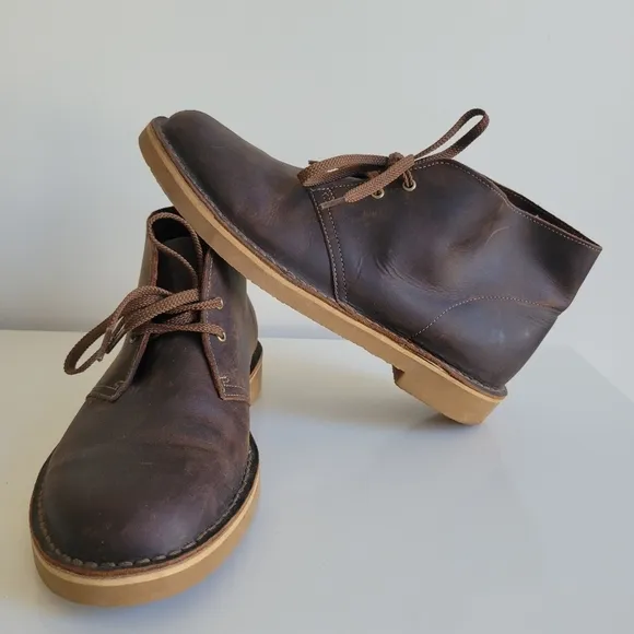 Clarks Men's Bushacre 2 Desert Chukka Boots Size 9 1/2 Brown Leather
