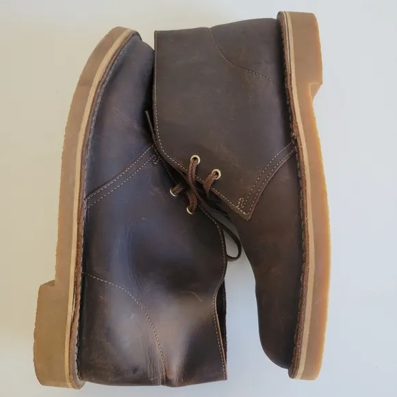 Clarks Men's Bushacre 2 Desert Chukka Boots Size 9 1/2 Brown Leather