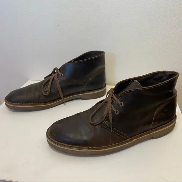 Clarks | Men's Bushacre 2 Desert Chukka Lace Up Leather  Boots 9.5M Dark Brown