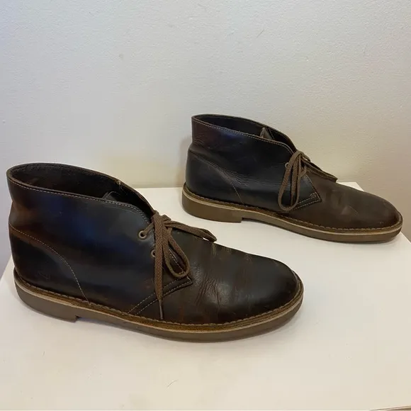 Clarks | Men's Bushacre 2 Desert Chukka Lace Up Leather  Boots 9.5M Dark Brown