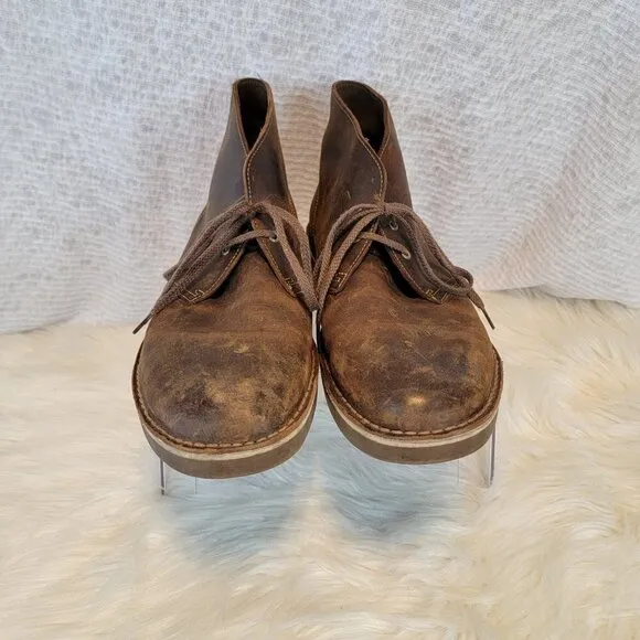 Clarks Men's Chukka Desert Boots Ankle Lace Up Brown Leather 12 Shoe Distressed