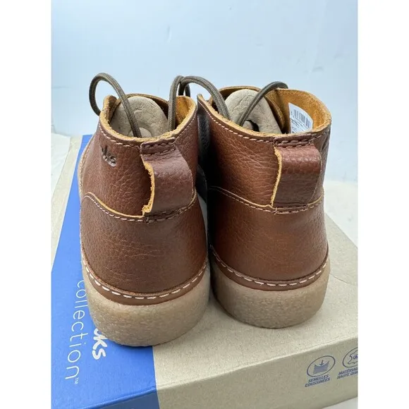 Clarks Men's Collection Oakpark Mid Tan Tumbled Leather Boots Size: 8 M
