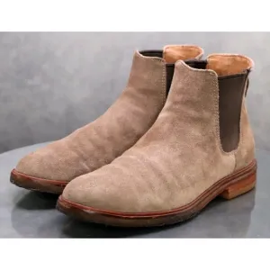 Clarks Men's Crepe Soles Comfort Casual Chelsea Boots Size 7 Suede Tan