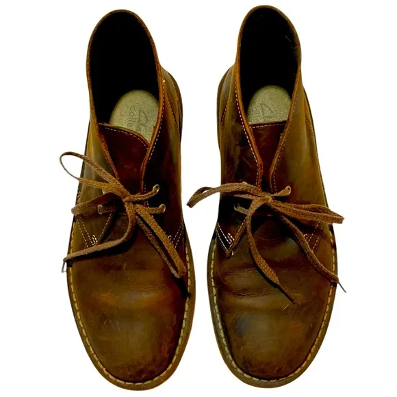 CLARKS | Men’s Dark Brown Leather Bushacre 2 Chukka Boots Size 7