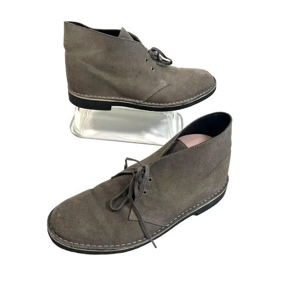 Clarks Mens Gray Suede Desert Boots Size 10.5 Chukka Lace Up