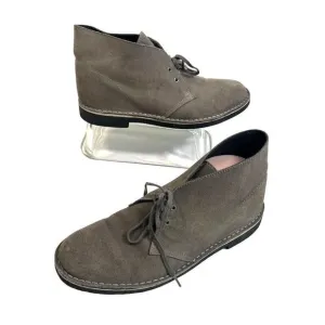 Clarks Mens Gray Suede Desert Boots Size 10.5 Chukka Lace Up