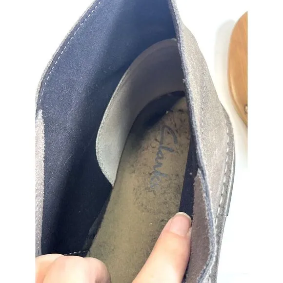 Clarks Mens Gray Suede Desert Boots Size 10.5 Chukka Lace Up