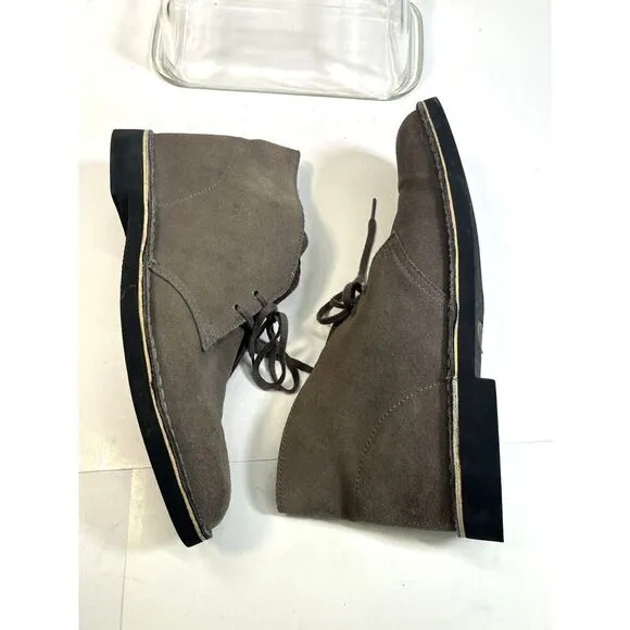 Clarks Mens Gray Suede Desert Boots Size 10.5 Chukka Lace Up