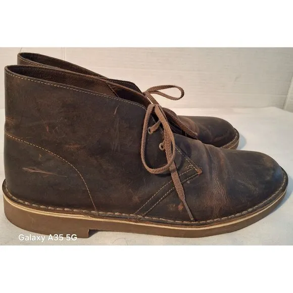 Clarks Mens Leather Desert Boots Size 13 M Brown Excellent Classic