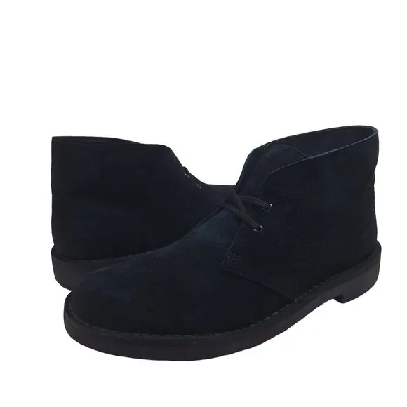 Clarks Men's NEW Black Suede Desert Boots Chukka Lace-Up Size10M