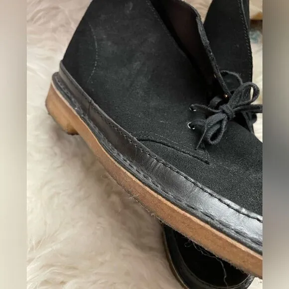 Clarks Men's Original Desert Chukka Boots Black Suede &amp; Leather 9.5
