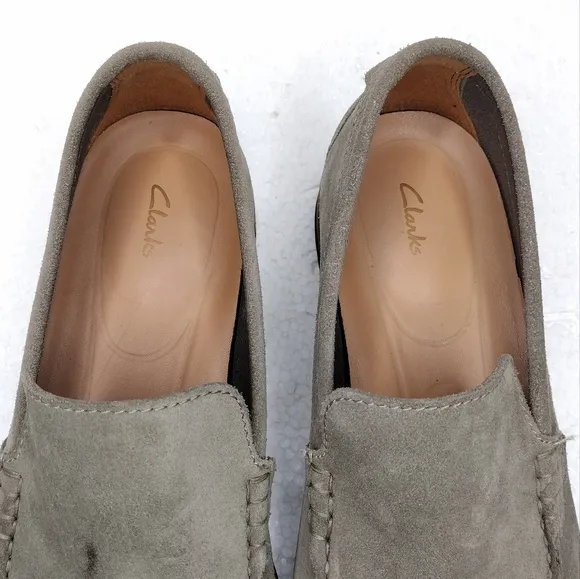 Clarks Men's Pace Barnes Sage Suede Leather Slip On Loafers