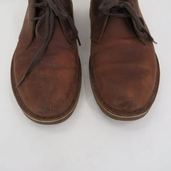 Clarks Mens Size 10M Bushacre Chukka Chestnut Brown Leather Classic Boots