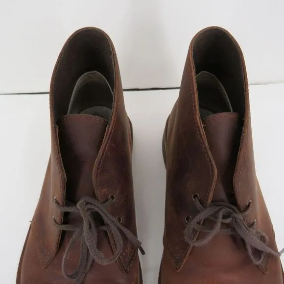 Clarks Mens Size 10M Bushacre Chukka Chestnut Brown Leather Classic Boots