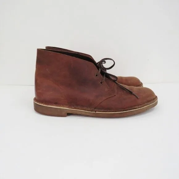 Clarks Mens Size 10M Bushacre Chukka Chestnut Brown Leather Classic Boots