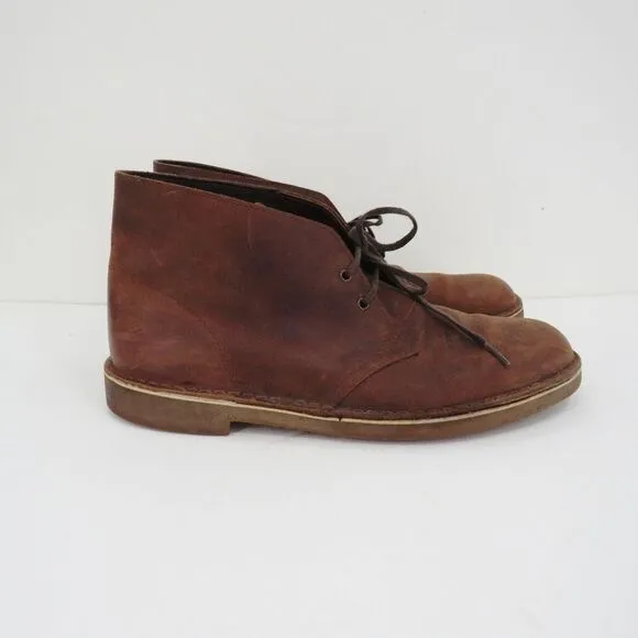 Clarks Mens Size 10M Bushacre Chukka Chestnut Brown Leather Classic Boots