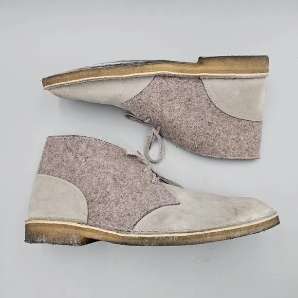 Clark’s Mens Size 13 GUC US Originals Rare Gray Suede &amp; Felt Desert Chukka Boots