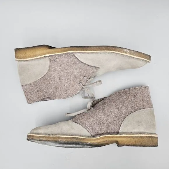 Clark’s Mens Size 13 GUC US Originals Rare Gray Suede &amp; Felt Desert Chukka Boots