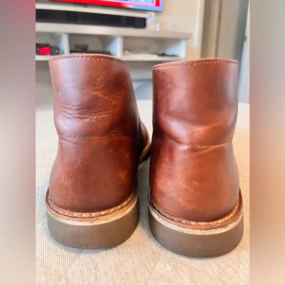 CLARKS Mens Sz 10.5 Brown Oiled Leather Desert Boots Exc Cond Orig $160