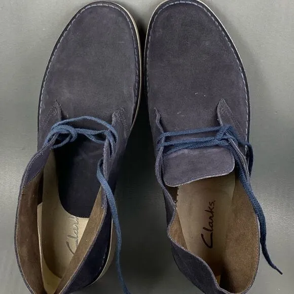 Clark’s Originals Desert Chukka Boots Daim Blue Suede Lace up boots mens size 13