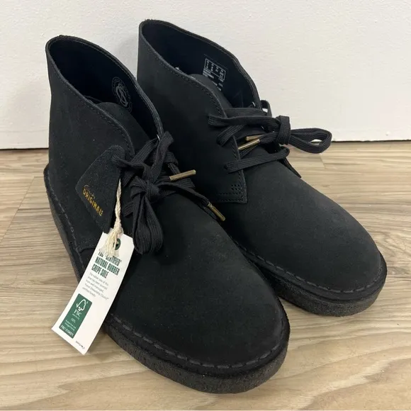 Clarks Originals Desert Coal Black Suede Boots Men’s Size 8 26154809 NWOB