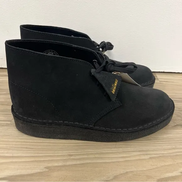 Clarks Originals Desert Coal Black Suede Boots Men’s Size 8 26154809 NWOB