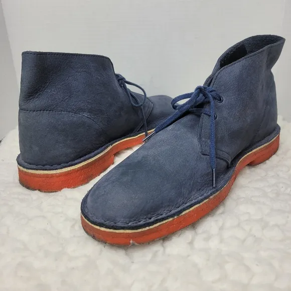 Clarks Originals Desert Men's Chukka Boots Size 11 Blue Suede Orange Sole Rare