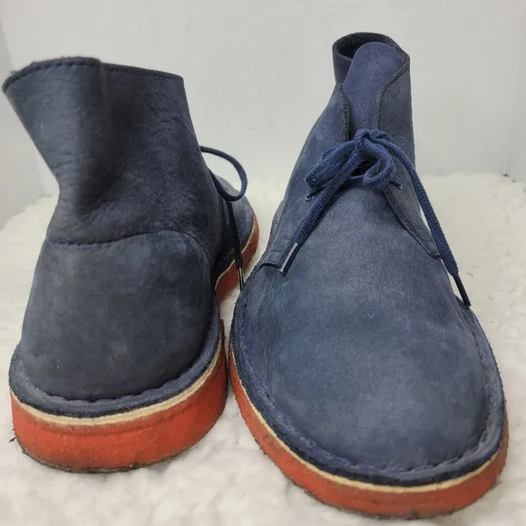 Clarks Originals Desert Men's Chukka Boots Size 11 Blue Suede Orange Sole Rare