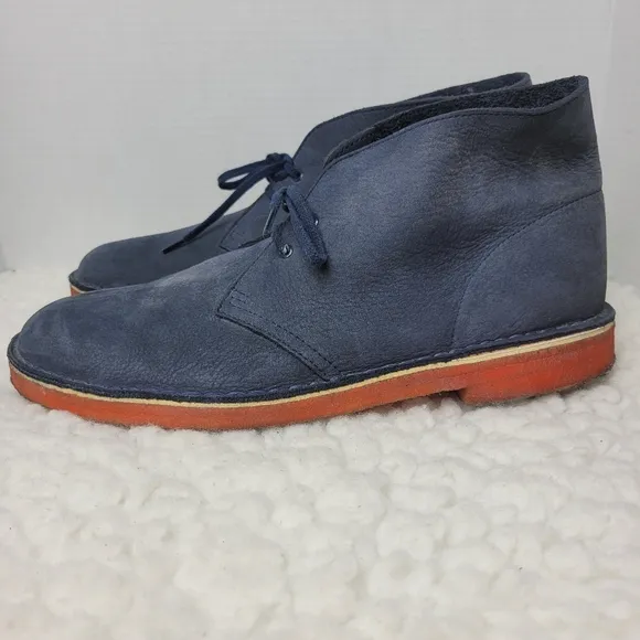 Clarks Originals Desert Men's Chukka Boots Size 11 Blue Suede Orange Sole Rare
