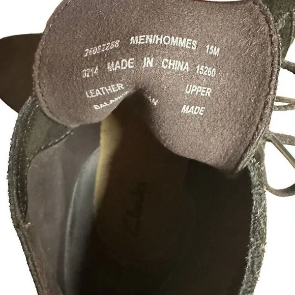 Clarks ORIGINALS Desert Suede Crepe Sole Chukka Boots Black Men's Size 15