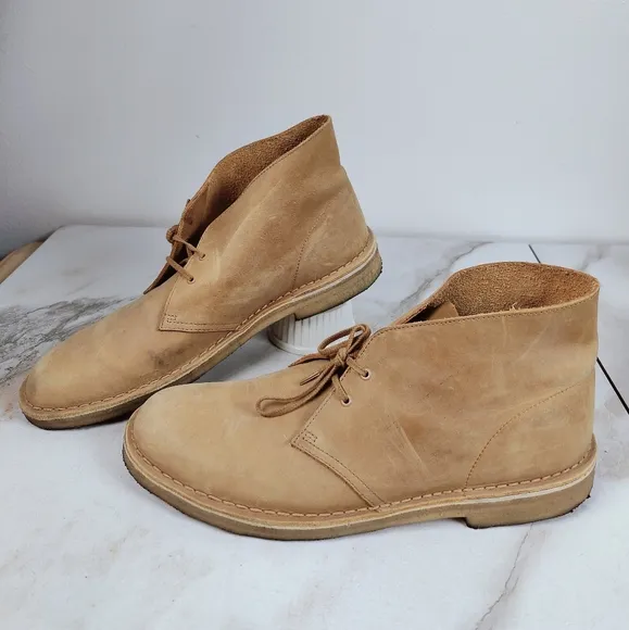 Clarks Originals Men's Tan Suede Ankle Desert Boots, Sz 12