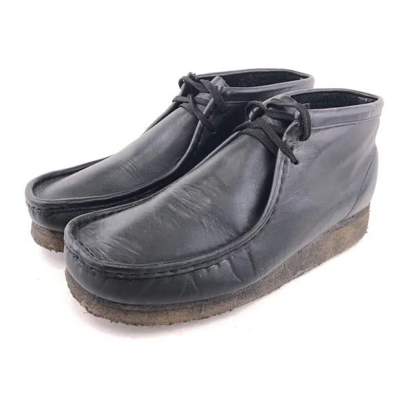Clarks Originals Wallabee Black Leather Desert Chukka Boots 10 M