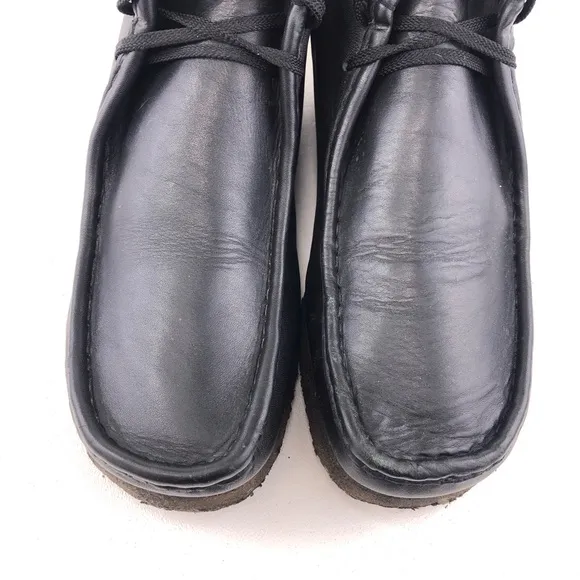 Clarks Originals Wallabee Black Leather Desert Chukka Boots 10 M