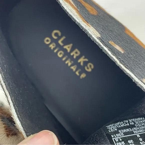 Clarks Originals Women's 8 Black Cow Print Suede 221 Desert Boots