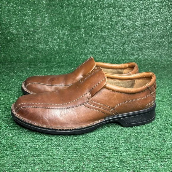 Clarks Ortholite Brown Comfort Slip On Casual Loafers Shoes Size 11.5